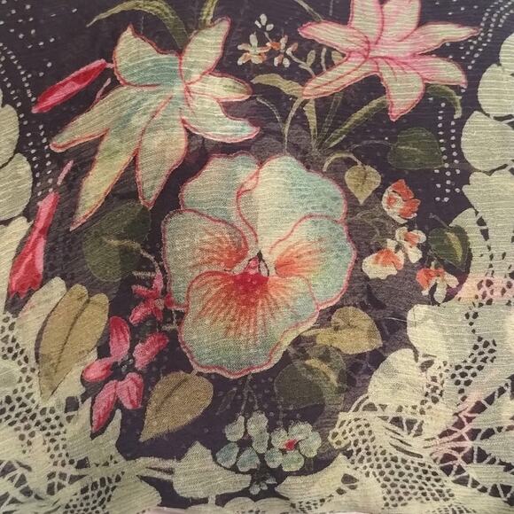 Anthropologie Trinity Purple 100% Silk Empire Waist 90s Sheer Floral Mini-Dress - Picture 14 of 15